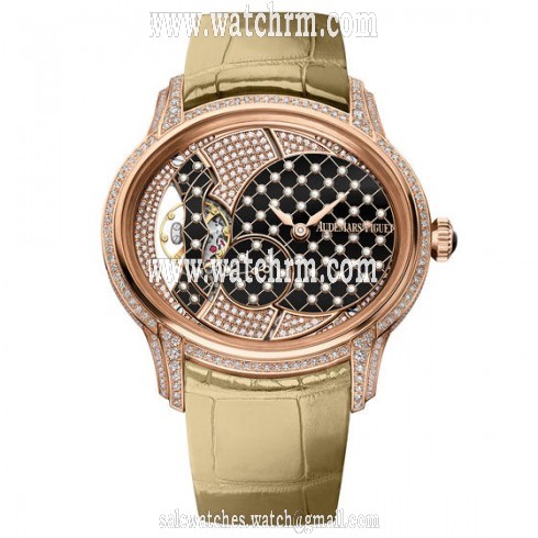 Audemars Piguet Millenary Black With White Pearls Dial Ladies 18 Carat Pink Gold Watch 77249OR.ZZ.A205CR.01