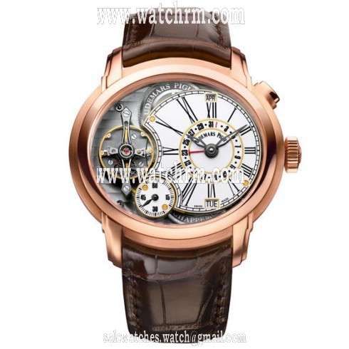 Audemars Piguet Millenary Quadriennium Gold White Enamel Dial Automatic 18 Carat Pink Gold Men's Watch 26149OR.OO.D803CR.01