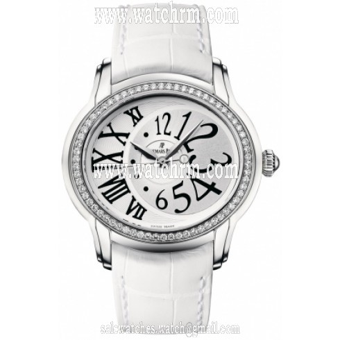 Audemars Piguet Millenary Silver Dial White Leather Automatic Ladies Watch 77301STZZD015CR01