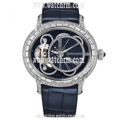 Audemars Piguet Millenary Tourbillon Blue Aventurine Dial Men's Hand Wind Diamond Watch 26381BC.ZZ.D312CR.01