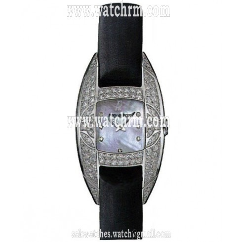 Audemars Piguet Mother of Pearl Diamond Dial 18kt White Gold Black Satin Ladies Watch 67439BCZZA004SU01