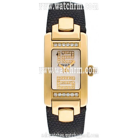 Audemars Piguet Promesse Diamond Yellow Gold Black Leather Ladies Watch 67461BA.ZZ.A001LZ.02