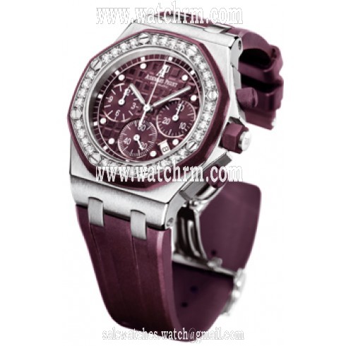 Audemars Piguet Purple Dial Rubber Strap Chronograph Ladies Watch 26048SKZZD066CA01