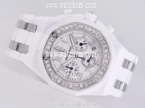 Audemars Piguet Royal Oak 25966BC.ZZ.1185BC.01 Womens White Ceramic Strap 36mm Watch
