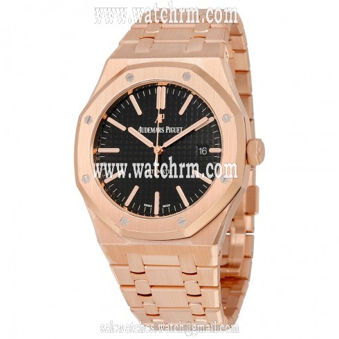 Audemars Piguet Royal Oak Automatic Black Dial 18kt Rose Gold Bracelet Men's Watch 15400OROO1220OR01