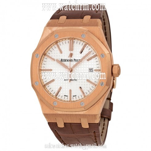 Audemars Piguet Royal Oak Automatic Silver Dial Brown Leather Strap Men's Watch 15400OROOD088CR01