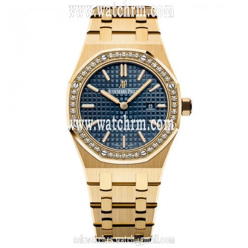 Audemars Piguet Royal Oak Blue Dial Ladies 18 Carat Yellow Gold Watch 67651BA.ZZ.1261BA.02