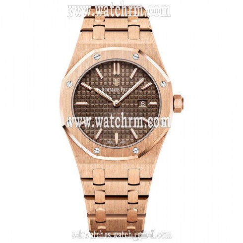 Audemars Piguet Royal Oak Brown Dial Ladies 18 Carat Pink Gold Watch 67650OR.OO.1261OR.01