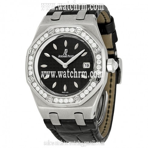 Audemars Piguet Royal Oak Diamond Black Dial Stainless Steel Ladies Watch 67601ST.ZZ.D002CR.01