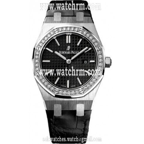 Audemars Piguet Royal Oak Diamond Black Dial Stainless Steel Ladies Watch 67651st.zz.d002cr.01