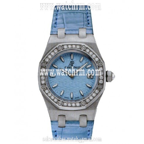 Audemars Piguet Royal Oak Diamond Light Blue Dial Stainless Steel Ladies Watch 67601ST.ZZ.D034CR.01
