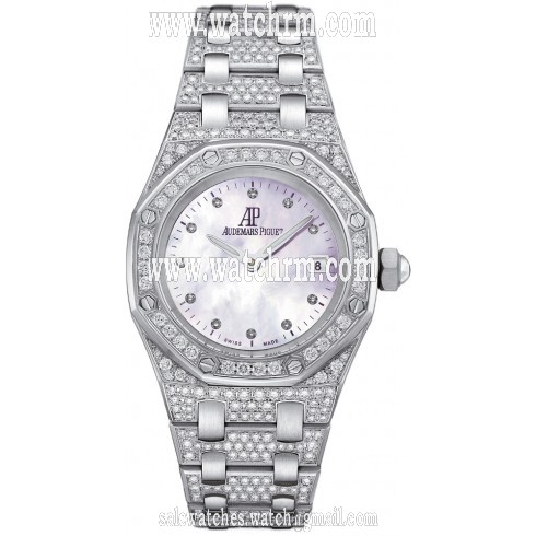 Audemars Piguet Royal Oak Diamond Mother of Pearl Dial Diamond and White Gold Ladies Watch 67602BC.ZZ.1212BC.01
