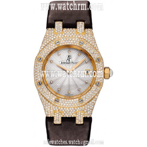 Audemars Piguet Royal Oak Diamond Mother of Pearl Dial Gold Ladies Watch 67605BA.ZZ.D080SU.01