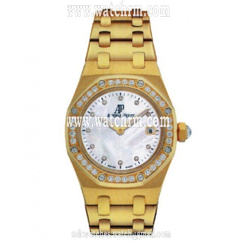 Audemars Piguet Royal Oak Diamond Mother of Pearl Dial Yellow Gold Ladies Watch 67601BA.ZZ.1210BA.02