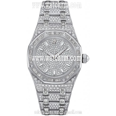 Audemars Piguet Royal Oak Diamond Pave White Gold Ladies Watch 67604BC.ZZ.1211BC.01