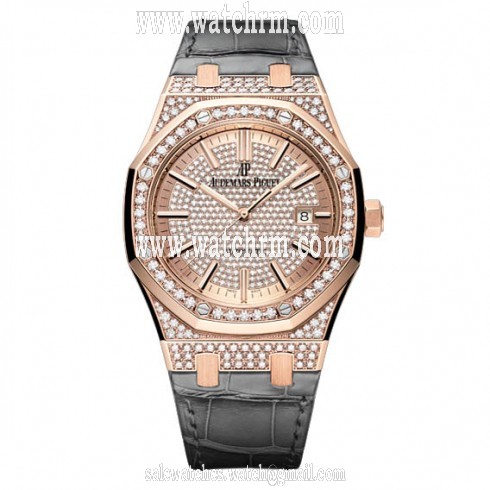 Audemars Piguet Royal Oak Diamond- Paved Dial 18 Carat Pink Gold Automatic Men's Watch 15402OR.ZZ.D003CR.01