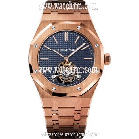 Audemars Piguet Royal Oak Extra Thin Tourbillon Blue Dial 18 kt Rose Gold Men's Watch 26510OR.OO.1220OR.01