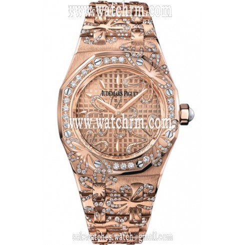 Audemars Piguet Royal Oak Floral Diamond 18 kt Rose Gold Ladies Watch 67617OR.ZZ.1235OR.01
