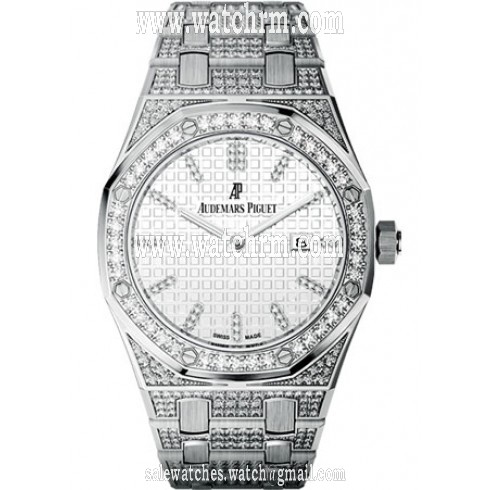 Audemars Piguet Royal Oak Lady Diamond Silver Dial White Gold Ladies Watch 67652BC.ZZ.1262BC.01