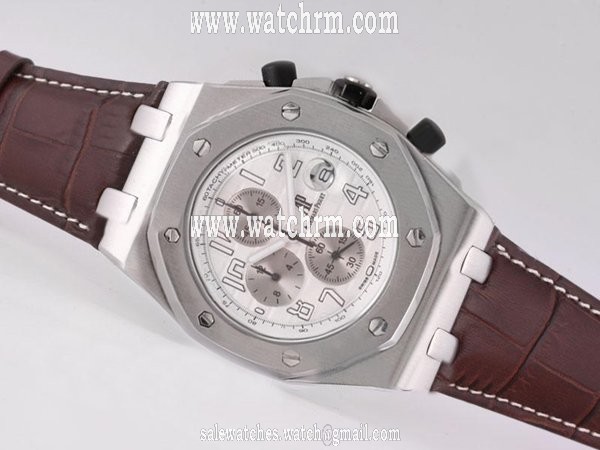Audemars Piguet Royal Oak Offshore 26020ST.OO.D001IN.02.A 44mm Brown Cow Leather Strap Watch