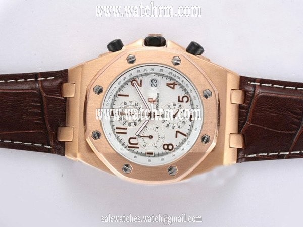 Audemars Piguet Royal Oak Offshore 26061OR.OO.D001CR.01 White Dial Round Rose Gold Case Watch
