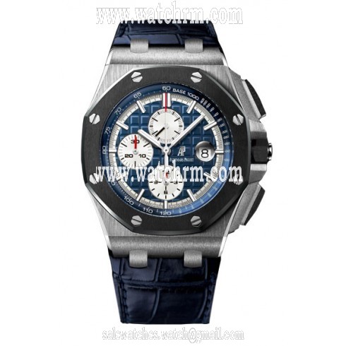 Audemars Piguet Royal Oak Offshore Chronograph Blue Dial Leather Men's Watch 26401PO.00.A018CR.01