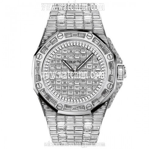Audemars Piguet Royal Oak Offshore Diamond Pave Dial Ladies 18 Carat White Gold Watch