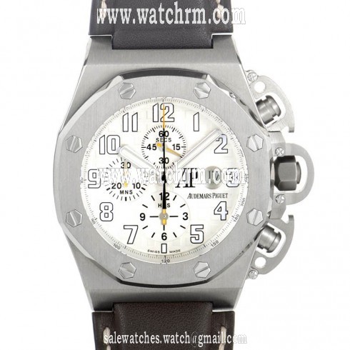 Audemars Piguet Royal Oak Offshore Silver Dial Leather Men's Watch 25863TI.0.A080CU.01