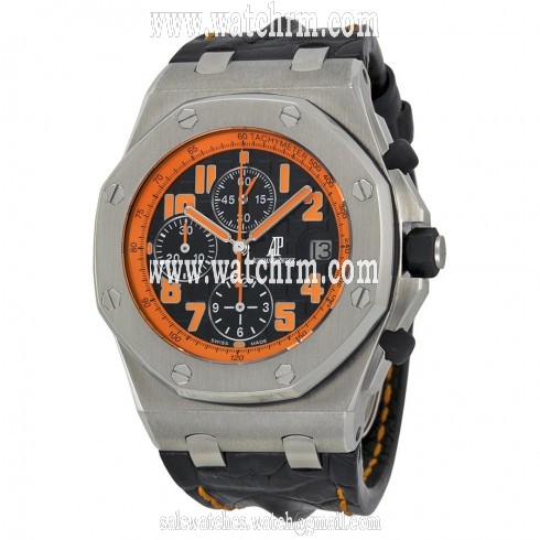 Audemars Piguet Royal Oak Offshore Volcano Chronograph Black Leather Men's Watch 26170STOOD101CR01
