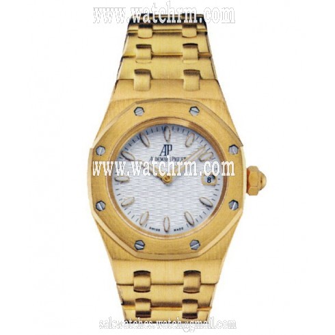 Audemars Piguet Royal Oak Silver Dial 18 kt Yellow Gold Ladies Watch 67600BA.OO.1210BA.01