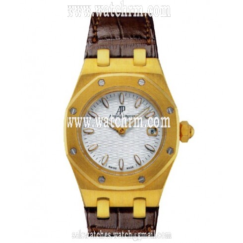 Audemars Piguet Royal Oak Silver Dial 18 kt Yellow Gold Ladies Watch 67600BA.OO.D090CR.01