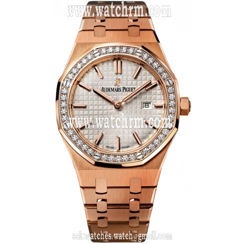 Audemars Piguet Royal Oak Silver Dial 18kt Rose Gold Ladies Watch 67651ORZZ1261OR01