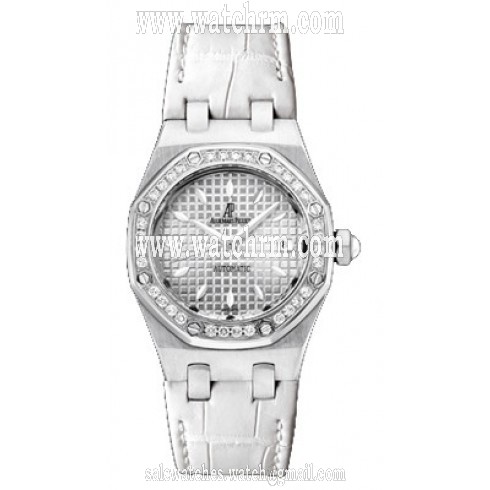 Audemars Piguet Royal Oak White Guilloche Leather Men's Watch 67601ST.ZZ.D012CR.01