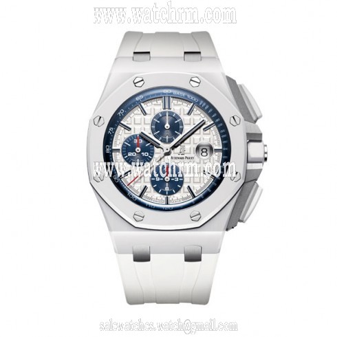 Audemars Piguet Silver Dial Ceramic White Rubber Men's Watch 26402CBOOA010CA01