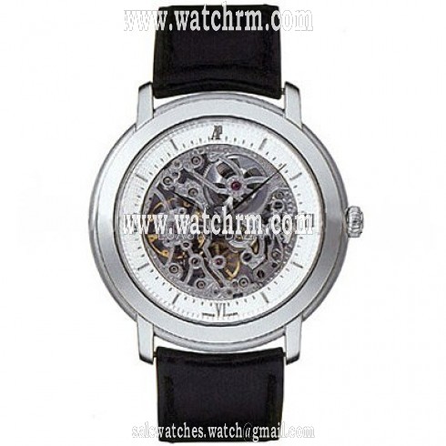 Audemars Piguet Skeleton Dial Stainless Steel Black Leather Men's Watch 15058BCOOA001CR01