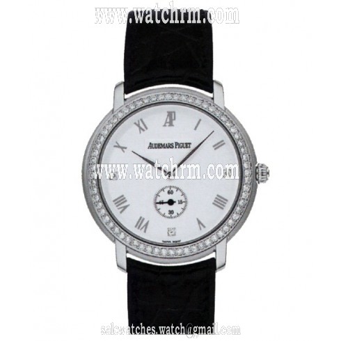 Audemars Piguet White Dial 18kt White Gold Black Leather Unisex Watch 15103BCZZA001CR02