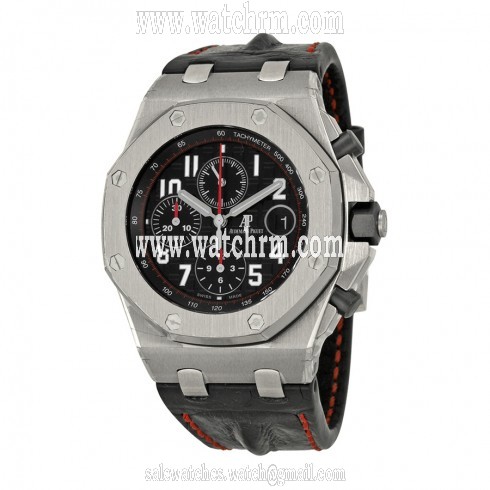 Audemars Royal Oak Offshore Black Dial Black Alligator Leather Men's Watch 26470STOOA101CR01