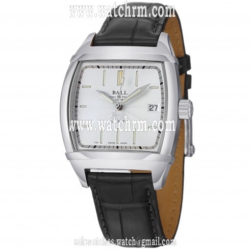 Ball Conductor Automatic Silver Dial Leather Men's Watch NM1068DLJWHBK