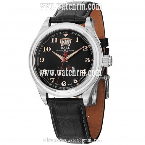 Ball Train Cleveland Automatic Black Dial Leather Men's Watch PM1058DL1JBKBK