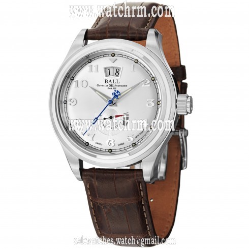 Ball Train Cleveland Automatic Silver Dial Leather Men's Watch PM1058D-L1J-SL