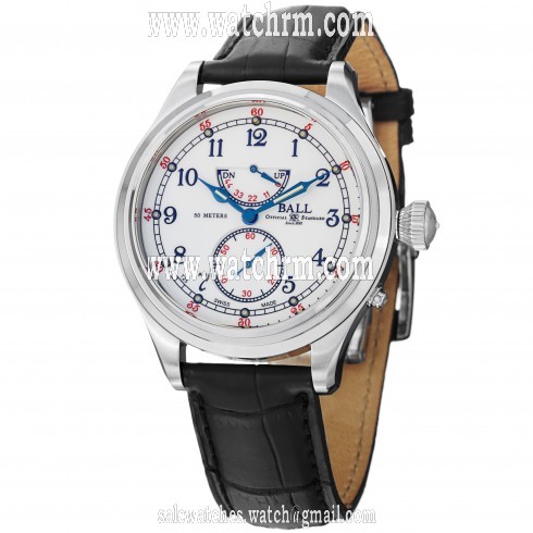 Ball Trainmaster 21 Automatic White Dial Leather Men's Watch NM2058DLFJWH1