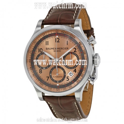 Baume and Mercier Capeland Brown Sun Satin Dial Chronograph Men's Watch 10045