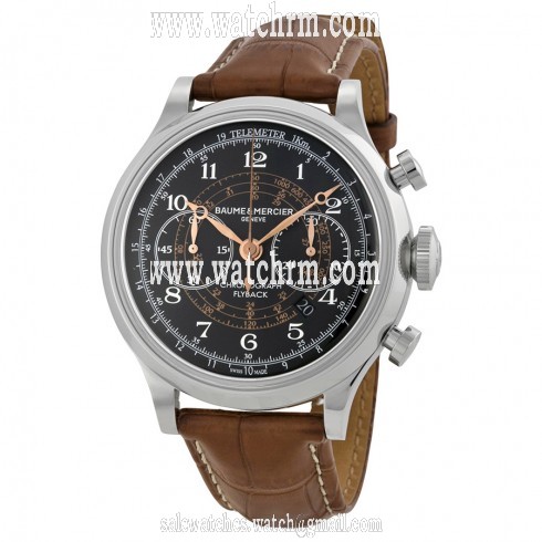 Baume and Mercier Capeland Flyback Chronograph Black Dial Men's Watch 10068