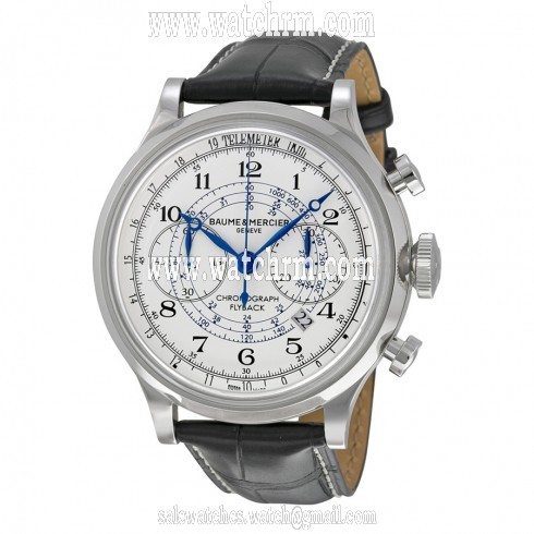 Baume and Mercier Capeland White Dial Chronograph Flyback Men's Watch 10006