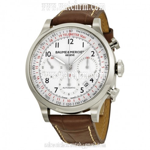 Baume and Mercier Capeland White Dial Chronograph Men's Watch 10082