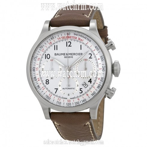 Baume and Mercier Capeland White Dial Chronograph Men's Watch 10000