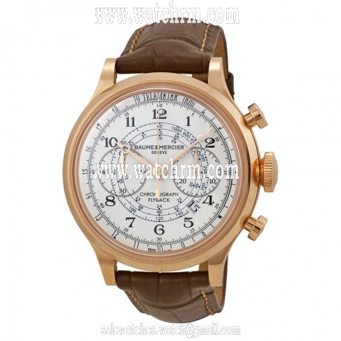 Baume and Mercier Capeland White Dial Flyback Chronograph Men's Watch 10007