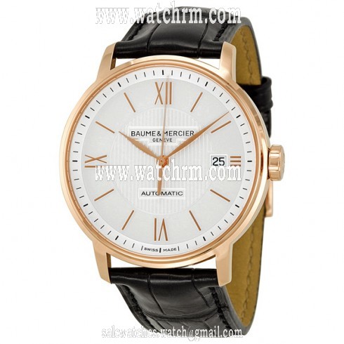 Baume and Mercier Classima Executives Silver Dial Leather Men's Watch 10037