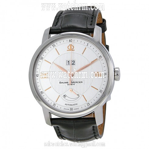 Baume and Mercier Classima Silver Dial Black Leather Men's Watch 10142