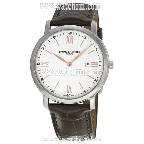 Baume and Mercier Classima Silver Dial Brown Leather Men's Watch 10181
